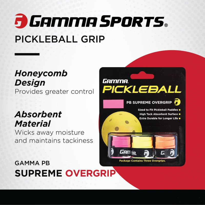 Gamma Sports Pickleball Supreme Overgrip, Assorted Neon - Image 2